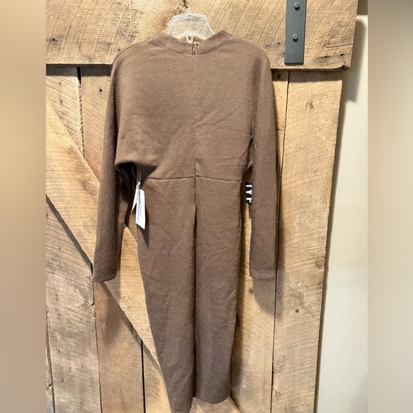 HYFVE Brown Long Sleeve sweater faux Button-Up Dress - Picture 2 of 6